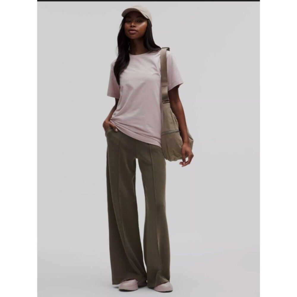Lululemon Softstreme Pintuck High-Rise Wide-Leg Pant Olive Brown